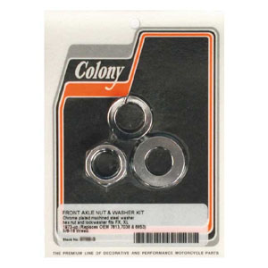 Colony Front Axle Nut & Washer Kit In Chrome For 1973-up FX; 1979-up XL (excl. Wide Glide Models) (ARM463989)