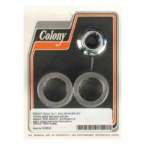Colony, Grooved V-Rod Axle Nut & Spacer Kit In Chrome For 2002-Up VRSCA (Front Wheel) (ARM022099)