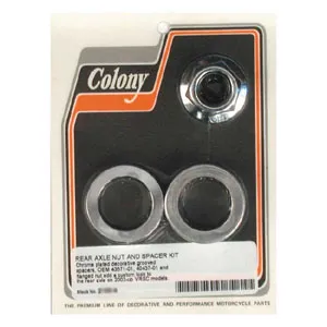 Colony, Grooved V-Rod Axle Nut & Spacer Kit In Chrome For 2002-Up VRSCA (Rear Wheel) (2155-4)