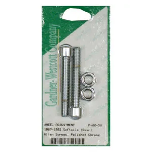 Gardner Westcott Axle Adjuster Bolts In Polished Chrome (Allen) For 1987-1994 Softail Models (P-80-50)