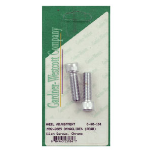 Gardner Westcott Axle Adjuster Bolts In Chrome (Allen) For 1992-2005 Dyna Models (ARM581779)