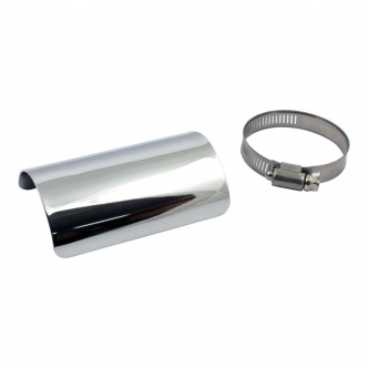 DOSS 4 Inch Long Smooth Heat Shield in Chrome Finish For 2-1/4 Inch Exhaust Pipes (ARM625015)