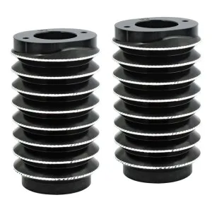 Arlen Ness Retro Design Upper Fork Slider Covers In Black Diamond Cut Finish For 1987-2013 Harley Davidson Softail FLST, FLSTN, FLSTF (20-022)