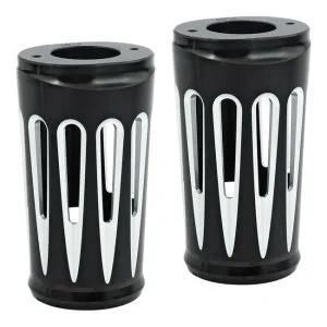 Arlen Ness Deep Cut Design Upper Fork Slider Covers In Black Finish For 1987-2013 Harley Davidson Softail FLST, FLSTN, FLSTF (20-024)