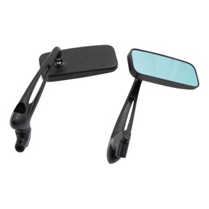 DOSS Blue Tinted Brickk Adjustable Stem Mirror Sets With Slotted Stem In Black Finish (ARM847089)