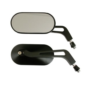 DOSS Aluminum Oval Mirror Set In Black Finish (ARM106319)