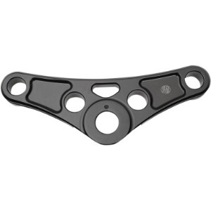 Roland Sands Top Triple Clamp In Gloss Black Finish Without Riser Holes For 84-16 FXST, FXSTC & FXSTB (0208-2109-B)