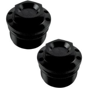Joker Machine Black Anodized Fork Tube Caps For 87-94 FXR, 91-05 FXDL, FXD 87-16 XL (except 1200S, 00-05 FXDX, FXDXT) (39mm) (10-310B)