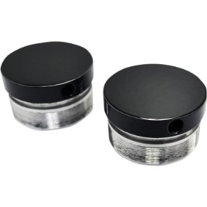LA Choppers Flush-Mount Fork Caps In Gloss Black Powdercoat Finish For 06-15 FXD, FXDWG (49mm) (0404-0291)