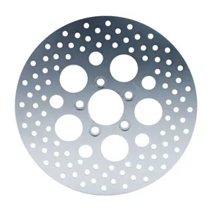 Doss 11.5 Inch Drilled Brake Rotor In Polished Stainless Steel For Harley Davidson 2000-2024 Softail, Dyna; 2000-2007 Touring; 2000-2010 XL Sportster (ARM539169)