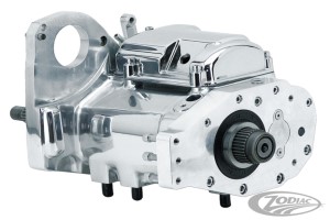 Zodiac Right Side Drive Complete Transmission in Polished Evolution Softail housing (236374)