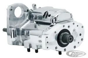 Zodiac Right Side Drive Complete Transmission in Polished Evolution Softail housing (236374)