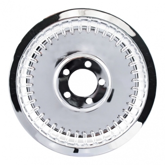 DOSS Smooth Ribbed Pulley Cover In Chrome Finish for 00 to 07 FXSTD Deuce with 70 tooth pulley (ARM754159)