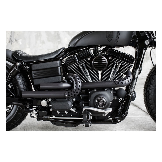Rough Crafts Guerilla Exhaust System In Black Finish for Harley