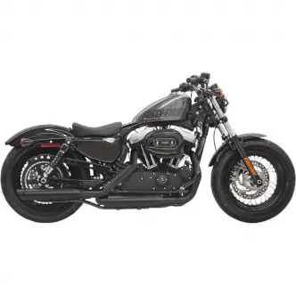 Bassani 3 Inch Firepower Slip-On Mufflers in Black Finish With Black Slash Cut End Caps For 2014-2020 Sportster Models (1X27SBB)