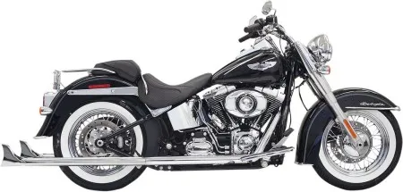 Bassani True Duals With Fishtail Mufflers in Chrome Finish For 2007-2017 Softail Models (1S66E-36)