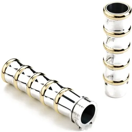 Kustom Tech Seventies Vintage Grips For Retro Inverted Controls in Polish Aluminium & Brass Finish (06-050)