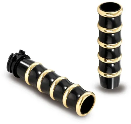 Kustom Tech Seventies Vintage Grips For Retro Inverted Controls in Black Aluminium & Brass Finish (06-052)
