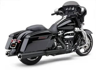 Cobra Power-Flo 4 1/2 Inch Slip-Ons in Black Finish For Harley Davidson 2017-2024 Touring Models (6214RB)