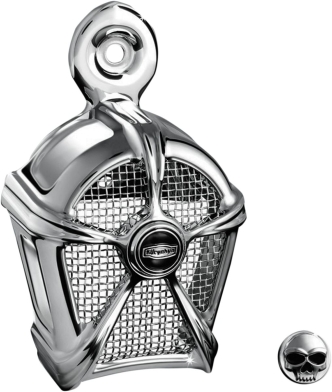 Kuryakyn Mach 2 Horn Cover In Chrome Finish With Chrome Mesh For Harley Davidson 1995-2023 Motorcycles With Stock Cowbell & Waterfall Horn Cover (7295)