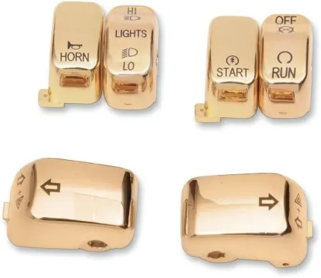 Drag Specialties 6 Piece Switch Cap Kit in Gold Finish For 1996-2013 Models (Except 2011-2013 Softail, 2012-2013 Dyna Glide) (H18-0335GO-C)