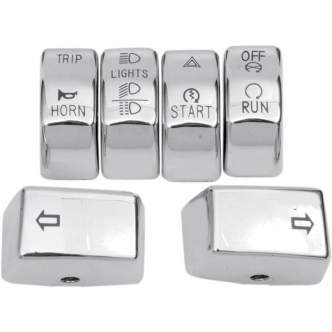 Drag Specialties 6 Piece Switch Cap Kit in Chrome Finish For 2012-2015 Softail And 2012-2017 Dyna Models Only (H18-0343CO-C)