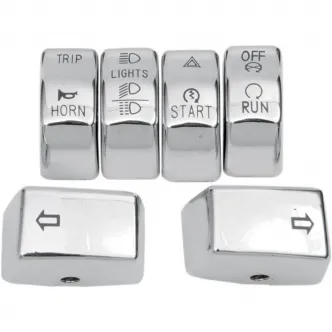 Drag Specialties 6 Piece Switch Cap Kit in Chrome Finish For 2012-2015 Softail And 2012-2017 Dyna Models Only (H18-0343CO-C)