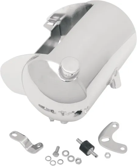 Drag Specialties Round Oil Tank Domed With Side Fill in Chrome Finish For 1984-1999 FXST, FLST And Custom Rigid Frames (241320)