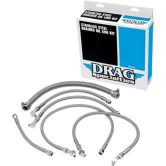 Drag Specialties Oil Line Kit in Stainless Steel Finish For 1987-1990 FXR Models (4-line kit) (606003)
