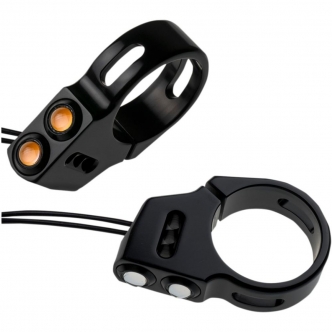 Joker Machine Fork Mount Turn Signals Dual Rat Eye 39mm in Black/Amber Finish (05-200-1B)