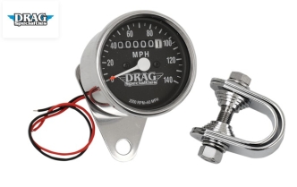 Drag Specialties 2.4 Inch Mechanical Speedometer 2:1 in Chrome Black Face Finish (21-6805DS1-BX15)