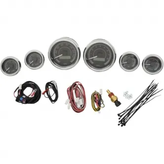 Dakota Digital Gauge Kit MVX-8K Series in Chrome, Black Gray Finish For 2004-2013 FLHT/FLTR/FLHX And HD FL Trike Models (MVX-8604-KG-C)