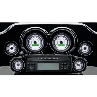Dakota Digital Gauge Kit MVX-8K Series in White/Gray Background With Black Bezel Finish For 2004-2013 FLHT/FLTR/FLHX And HD FL Trike Models (MVX-8604-WG-K)