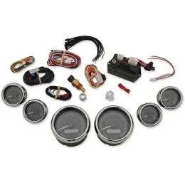 Dakota Digital Six-Gauge Kit MVX-8K Series in Black/Gray Background With Chrome Bezel Finish For 1996-2003 FLT/FLHT/FLHR Models (MVX-8600-KG-C)