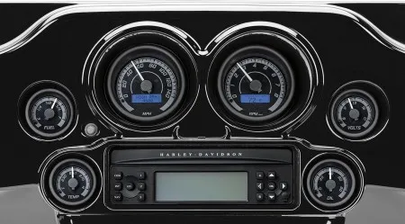 Dakota Digital Six-Gauge Kit MVX-8K Series in Black/Gray Background With Black Bezel Finish For 1996-2003 FLT/FLHT/FLHR Models (MVX-8600-KG-K)