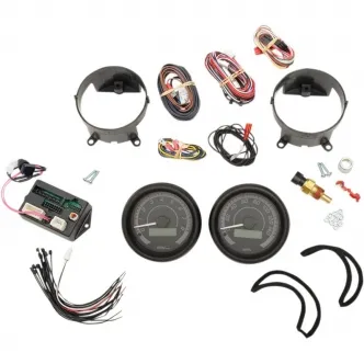 Dakota Digital Two-Gauge Kit MVX-8K Series in Black/Gray Background With Black Bezel Finish For 1996-2003 FLT/FLHT/FLHR Models (MVX-8200-KG-K)