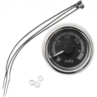 Dakota Digital Fuel Gauge MVX-8K Series in Black/Gray Background With Chrome Bezel Finish For 2004-2013 FLHT/FLTR/FLHX And HD FL Trike Models (MVX-8K-F-KG-C)