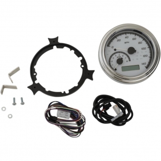 Dakota Digital MVX Series FatBob Analog/Digital Gauge Systems in White/Gray Chrome Finish For 2004-2010 Softail, 2004-2011 Dyna And 2004-2013 Road King Models (MVX-2004-WG-C)