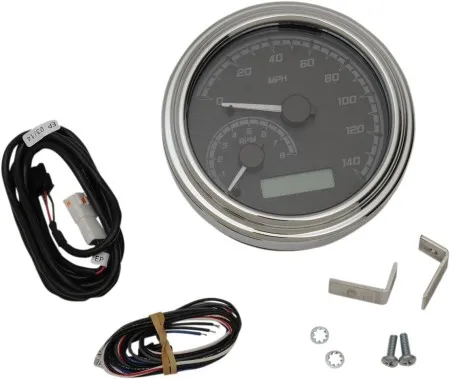 Dakota Digital MVX Series Analog Gauge Systems in Black/Gray/Chrome Finish For 2011-2017 FXST/FLST, 2012-2017 FXD/FXDWG And 2014-2016 FLHR Models (MVX-2011-KG-C)