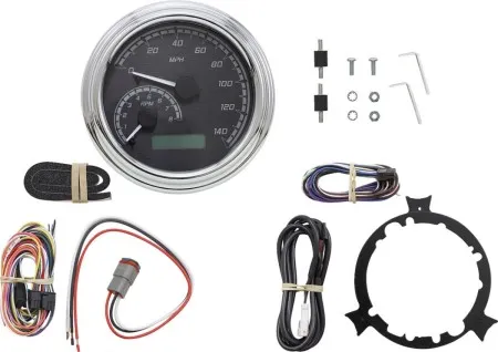 Dakota Digital MVX Series Analog Gauge Systems in Black/Gray/Chrome Finish For 1996-2003 FLHR, 1996-2003 FXST/FLST And FXDWG Models (MVX-2002-KG-C)
