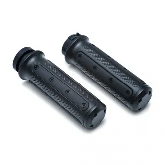 Kuryakyn Heavy Industry Grips in Satin Black Finish For 1974-2023 Harley Davidson Single And Dual Throttle Cable Models (6121)