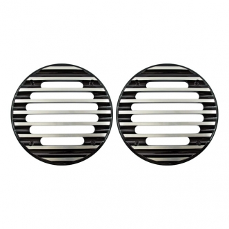 Covingtons Customs Alu Speaker Grills in Finned Black Finish Large For 1996-2013 FLHT/FLHTC; 2006-2013 FLHX & Trikes Models (C0022-B)