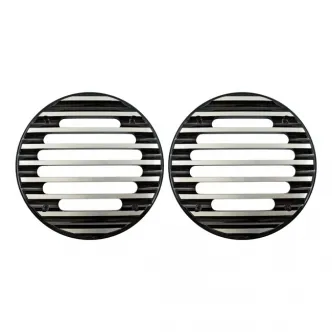 Covingtons Customs Alu Speaker Grills in Finned Black Finish Large For 1996-2013 FLHT/FLHTC; 2006-2013 FLHX & Trikes Models (C0022-B)