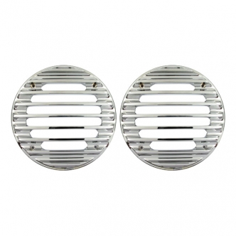 Covingtons Alu Speaker Grills in Large Finned Chrome Finish For 1996-2013 FLHT, FLHTC; 2006-2013 FLHX & Trikes (C0022-C)