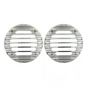 Covingtons Alu Speaker Grills in Large Finned Chrome Finish For 1996-2013 FLHT, FLHTC; 2006-2013 FLHX & Trikes (C0022-C)