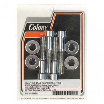 Colony Banana Caliper Bolt Kit in Chrome Finish AllenHead For 1973 XL, FX Front, 1972-1984 FL Front, 1973-1980 FL, FX Rear Models (ARM779989)