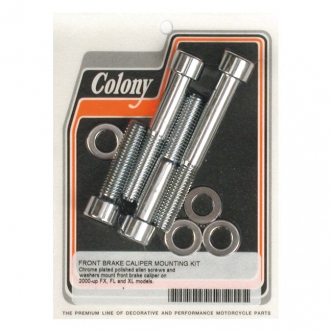 Colony Caliper Mount Bolt Kit Front Caliper Allen Head in Chrome Finish For 2000-2007 B.T. (Excluding Springers), 2000-2003 XL, 2002-2005 V-Rod Models (ARM879989)