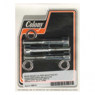Colony Caliper Mount Bolt Kit Rear Caliper Allen Head in Chrome Finish For 2000-2005 All FXST And FLSTF, 2000-2003 XL; 2002-2005 V-Rod Models (ARM979989)
