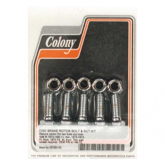 Colony Brake Rotor Bolt Kit Hex in Chrome Finish For Front 1973-1974 FL, FX, Rear 1973-1980 FL Models (ARM439989)