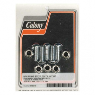Colony Brake Rotor Bolt Kit Button Head, Laced Wheel in Chrome Finish For Rear 1973-1980 FL, Front 1973-1974 FL, FX Models (ARM539989)